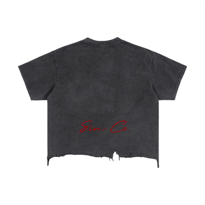 Vintage Wash Boxy Distressed Hem T-Shirt